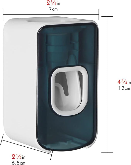 2 Slot Toothbrush Holder and Toothpaste Dispenser Wall Mounted, Automatic Toothpaste Squeezer, 2 in 1 Tooth Brush Toothpaste Organizer for Shower (Blue 2Pack)