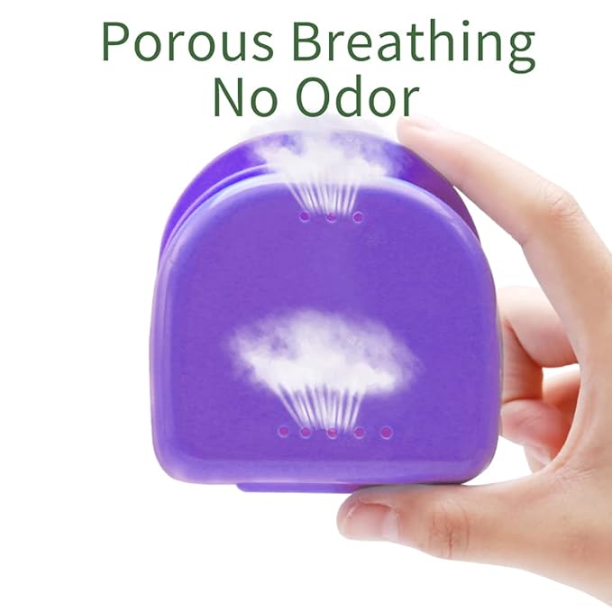 Denture Bath Case Cup with Denture Cleaner Brush & Retainer Holder Box, Complete Clean Care for Dentures, Clear Braces, Mouth Guard, Night Guard & Retainers,Traveling (Navy blue)