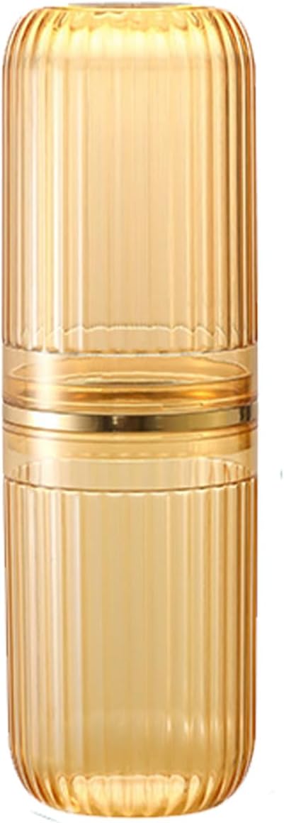 Travel Toothbrush Cup Case, Toothbrush Travel Container Portable Travel Toothbrush Holder Toothpaste Storage for School Camping Business Trip Bathroom (White,Gold)