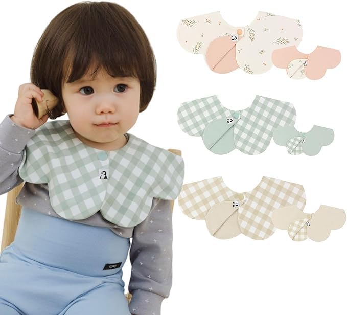 Konny Baby Bibs Set, 360 ° Rotate, Soft and Absorbent Bandana Drooling for Boys Girls baby Essentials