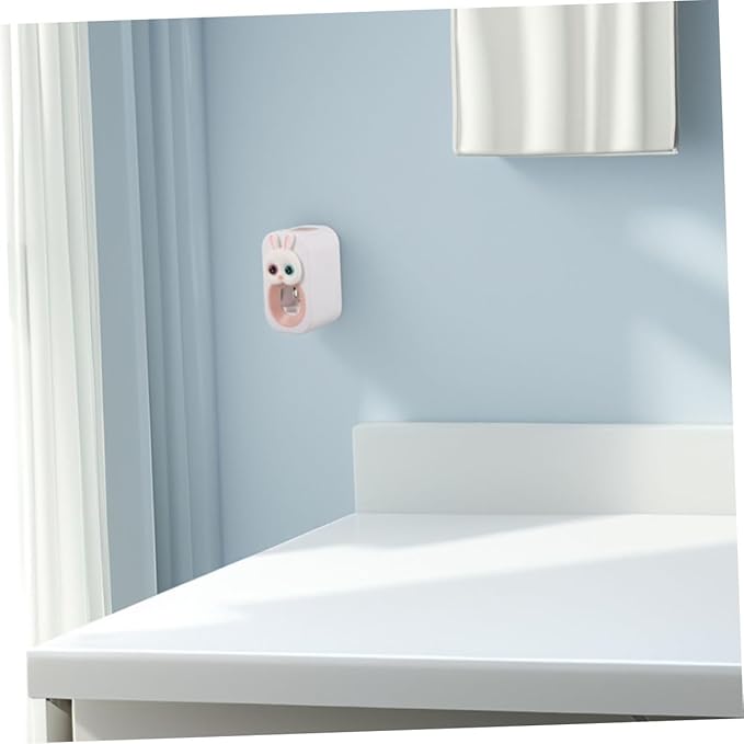 SAFIGLE 2pcs Automatic Toothpaste Pump for Boys and Girls Wall-Mounted Rabbit Dispenser Toothbrush Holder Sturdy Easy to Install Decor