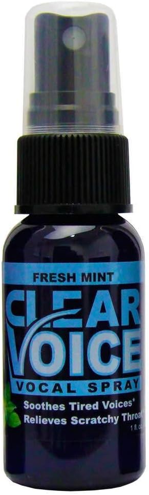 Clear Voice Oral Throat Spray Singing Ease Clarity Soothing Dampener Moisturizer Relief Vocal Eze Reducer Booster Treatment, Fresh Mint Flavor 1 Fl Oz
