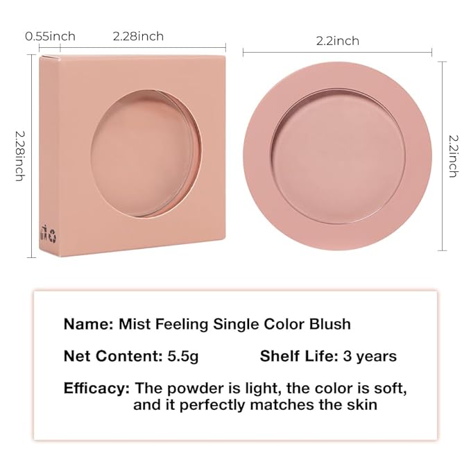 Single Dusty Rose Pink Matte Powder Blush Palette Face Makeup, Blush for Looks Younger Cheeks, Monochrome Cream Blushes Lightweight Long Lasting, Blush for Women All Skin Tones Paleta de, 04