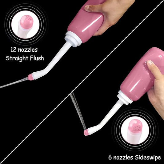 Handheld Personal Bidet Bottle, Bottle for Gentle Postpartum Care and Cleansing, Feminine Care, Personal Perineum Cleansing, 500Ml Portable Bidet Travel Bidet(Pink), Resistant to 100ºC,Bonus Bag