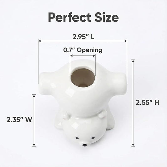 2 Pack Ceramic Toothbrush Holders, Cute Animal Tooth Brush Holder Bathroom Accessories Organizer Multipurpose Storage Organizer Vanity Countertops Cotton Swabs Holder