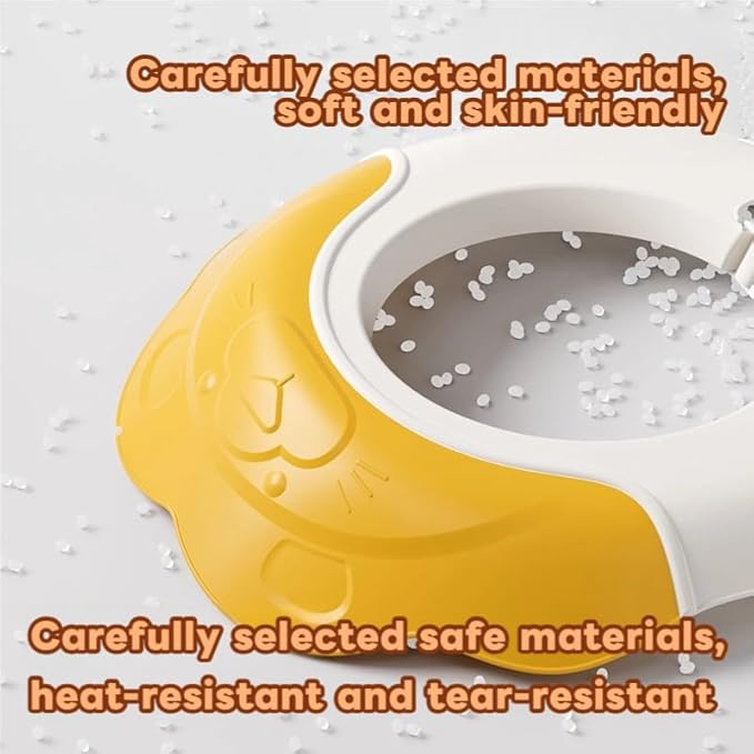 Baby Shower Cap - Waterproof Bath Visor for Toddlers 1-3 Years, Extra Soft Silicone Hair Washing Hat for Kids, Keep Water Out of Eyes(Animal Design) (Yellow)