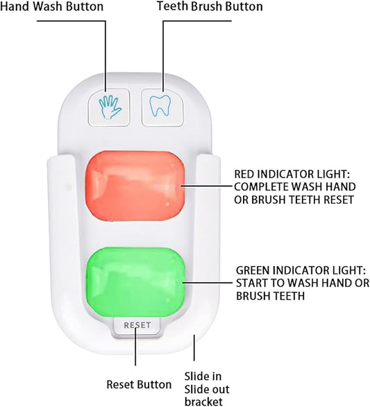 SOARING Toothbrushing Timer for Kids, Training 20 Second Hand Washing and 2 Minutes Teeth Brushing, Stick on Bathroom Timer for Children with Indicator Lights(2 Packs)