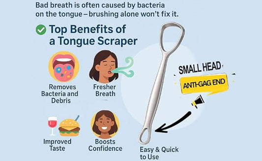 Double-Headed Tongue Scrapers (Pack of 2) for Adults & Kids with Travel Cases, 100% Stainless Steel, Gentle & Durable Scrapers. (2 Tongue Scrapers)