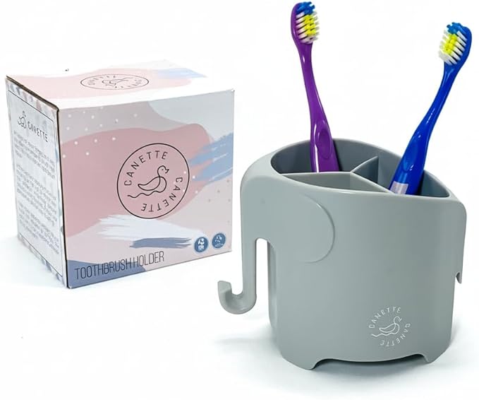 Cute Elephant Toothbrush & Pencil Holder – Fun Bathroom & Desk Organizer for Kids & Adults (Grey)
