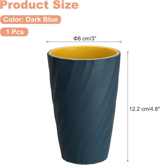 uxcell Toothbrush Cup Portable Mouthwash Cup Reusable Toothbrush Holder Organizer Bathroom Tumbler Cup 370ml for Home Bathroom Travel, Dark Blue