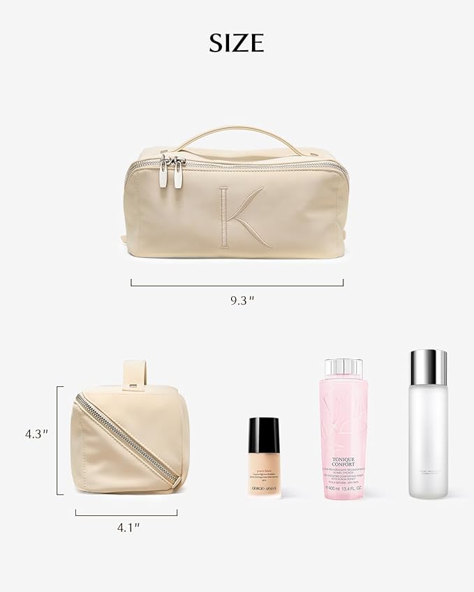 EACHY Travel Makeup Bag,Large Capacity Cosmetic Bags for Women,Waterproof Portable Pouch Open Flat Toiletry Bag Pattern Makeup Bag