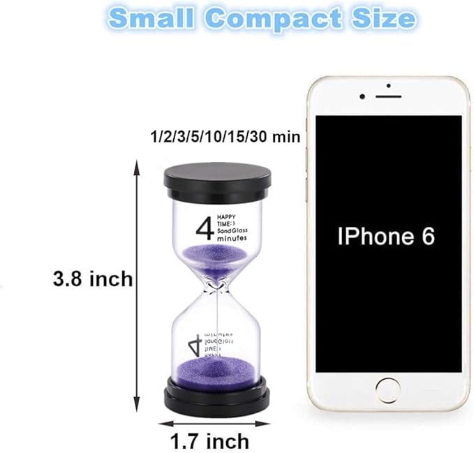 SuLiao Hourglass 4 Minute Sand Timer: Colorful Small Purple Sand Clock 4 Min, Plastic Hour Glass Sandglass for Kids, Games, Classroom, Kitchen, Decoration