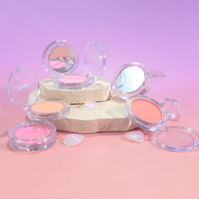 Blush for Cheeks Makeup Palette, Natural Matte Cream Powder Single Blushes for Eye and Cheek, Buildable Long-Lasting Color, Vegan & Cruelty-Free, Everyday Makeup Look for Women, #01-Light Pink