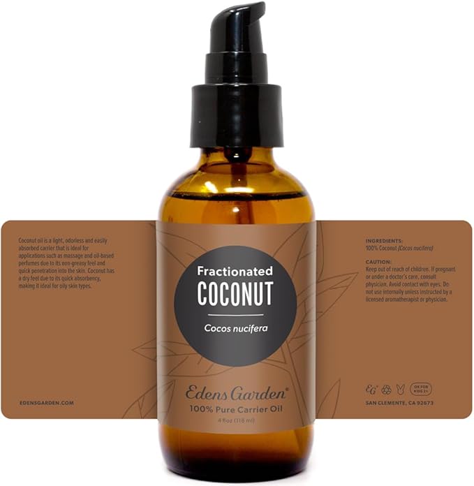 Edens Garden Fractionated Coconut Carrier Oil- 100% Pure Premium Hexane Free MCT Oil, Natural Moisturizer For Dry Skin, Hair, Scalp, Lip & Nail Care, Diluting Essential Oils & Massage 118 ml (4 fl oz)
