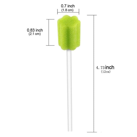 Wellgler's Disposable Care Oral Swabs, Sterile Sponge Mouth Swabs (100pcs, Green)