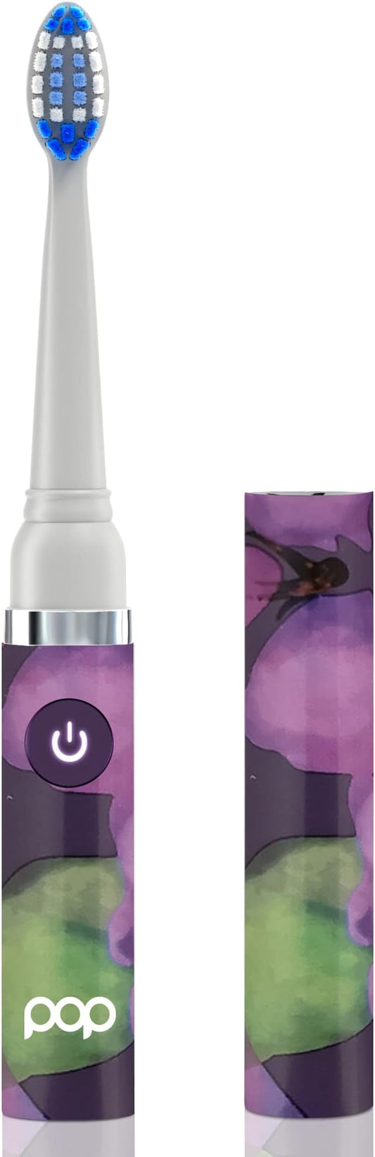 Pop Sonic Electric Toothbrush (Purple Watercolor) - Travel Toothbrushes w/AAA Battery | Kids Electric Toothbrushes with 2 Speed & 15,000-30,000 Strokes/Minute, Dupont Nylon Bristles