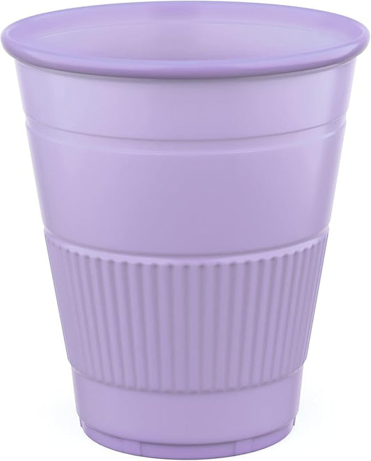 Disposable Cups | 50 Pack | 5 oz Plastic, Small Bathroom Perfect for Medicine, Water, Rinsing, Mouthwash, Party, Dental | Multicolor for Kids | Purple