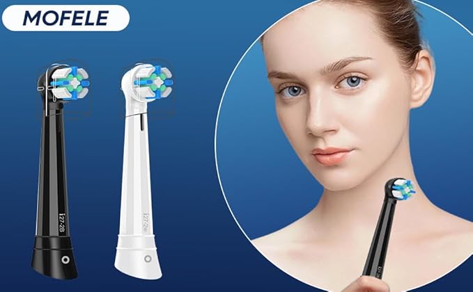 6 Pack Replacement Heads with Medium Soft Bristles Compatible with Oral b IO 2/3/4/5/6/7/8/9/10 Series Electric Toothbrush, IO Brush Heads Compatible with Oral b (Black)