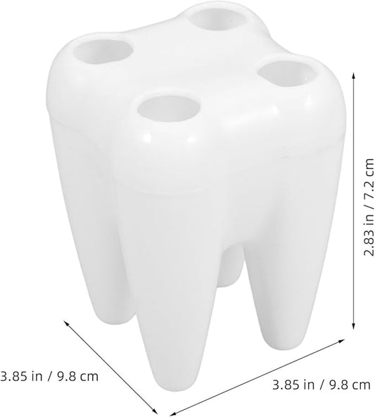 Sosoport 2pcs Cute Tooth Shaped Toothbrush Holder Stand Bathroom Decor with Ventilation for Countertop Organization and Travel Use