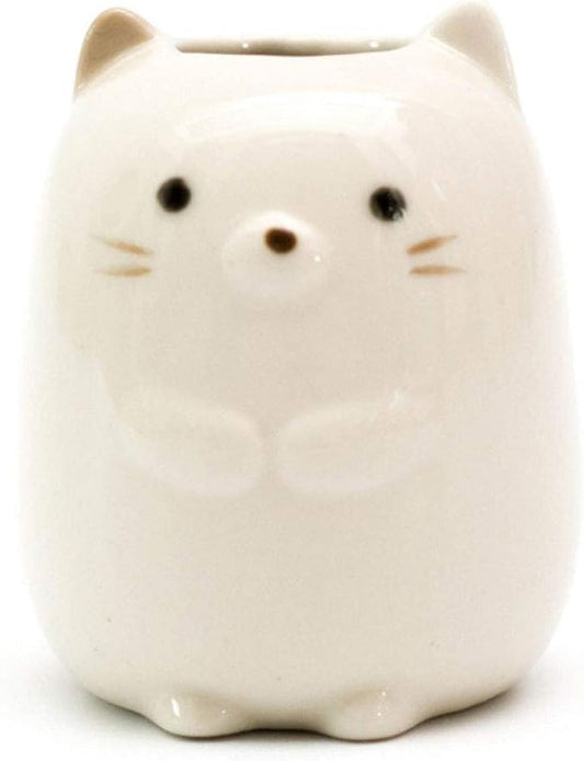GARASANI Mini Ceramic Toothbrush, Toothpick Holder Cartoon Animal Tooth Brush Stand Kids Toothbrushes Storage Rack Toothpick Approx 350 (White cat)