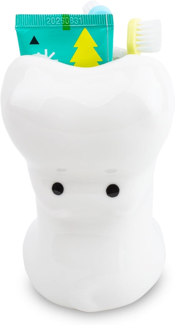 FlidRunest Kids Hippo Toothbrush Holder, Cute Hippo Pen Pencil Holder, White Ceramic Succulent Planter Pots for Home Office Decoration Desk Organization, Set of 1