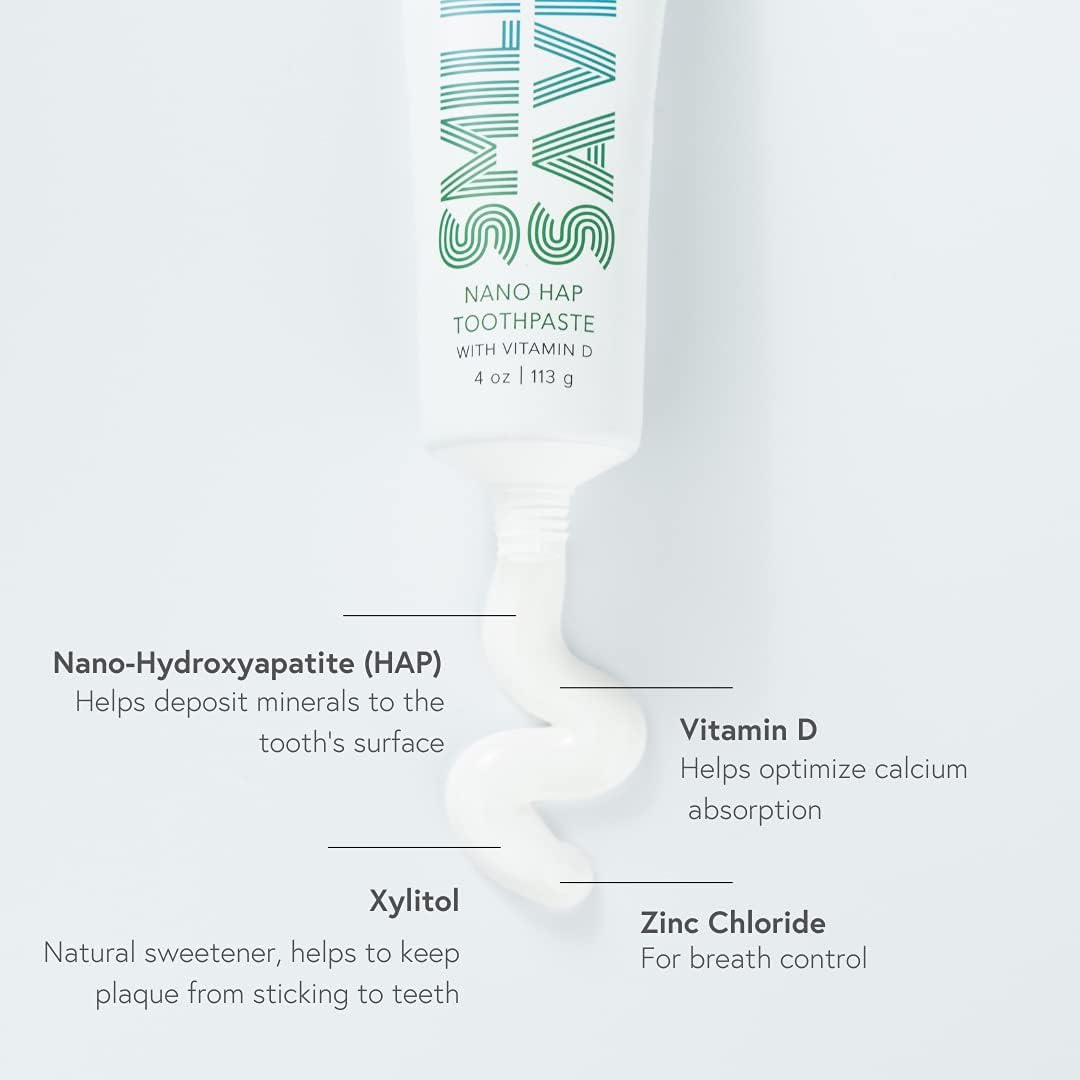 Smile Saver Hydroxyapatite (HAP) & Vitamin D Fluoride-Free Concentrated Toothpaste with Xylitol; Helps Deposit Minerals to Tooth Surface