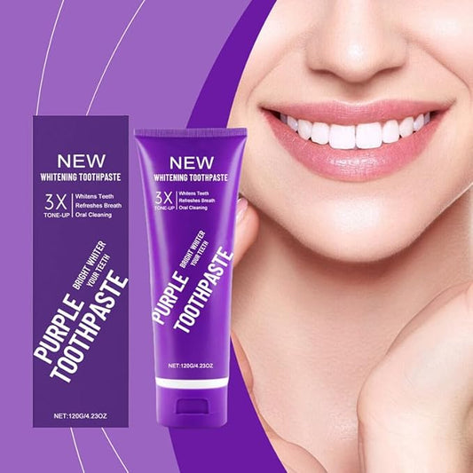 2025 New Whitening Purple Toothpaste,3X White Brilliance Toothpaste, Fluoride-Free Teeth Whitening,Tooth Stain Removal Colour Corrector (2)