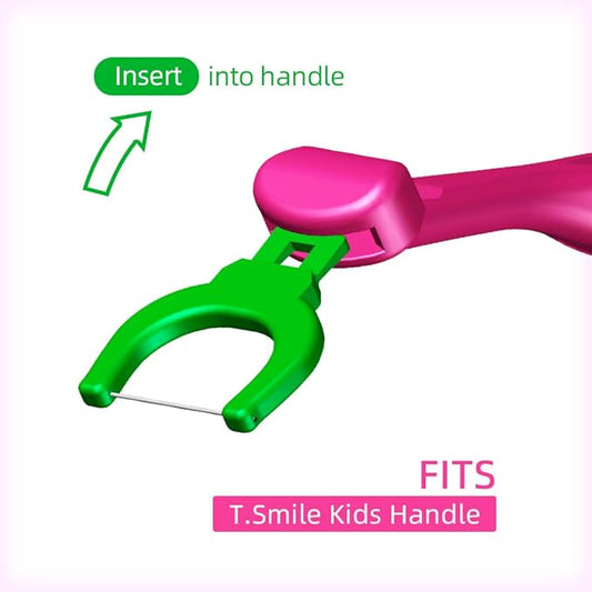 T.Smile Kids Evolutionary Clean Dental Flosser Refill Heads, Child-Sized, Fluoride Free, for Ages 3+, (140 Biodegradable Refills, Handle Not Included)