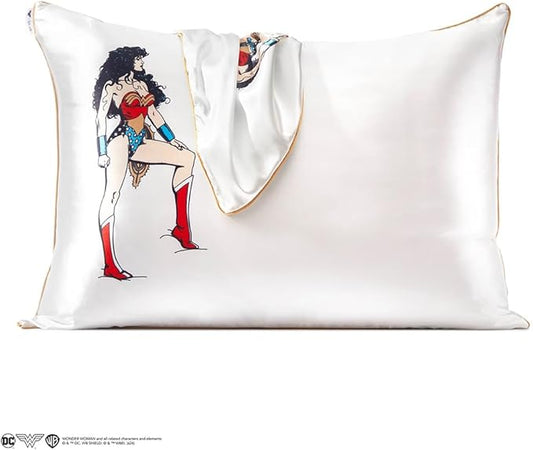 Kitsch Wonder Woman (Believe in Wonder) Satin Pillowcase with Zipper Softer Than Silk, Luxury Cooling Pillowcase for Hair & Skin, Wrinkle Prevention, Queen/Standard (19X26)