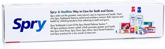 Spry Natural Xylitol Toothpaste 5oz for Adults and Kids - Fluoride Free, Gentle for Sensitive Teeth Whitening and Remineralizing, Breath Freshening, Mouth Moisturizing, Spearmint (Pack of 2)