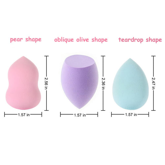 15 Pcs Makeup Sponges Set - 3 Shapes Beauty Blender Kit for Liquid, Cream & Powder Foundation, Concealer - Multi-Colored Soft Cosmetic Sponges (Pink/Nude/Purple/Green/Blue)