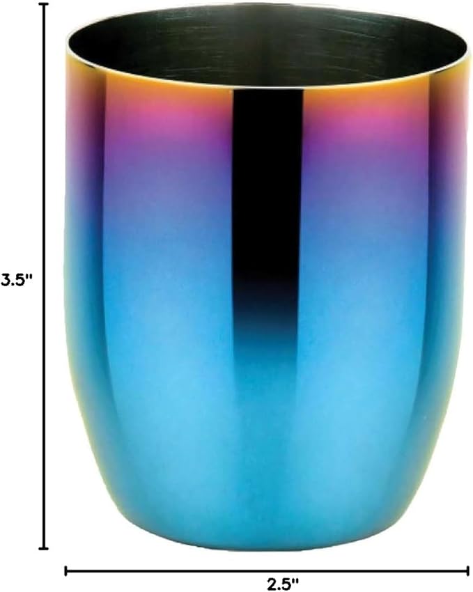 Ahimsa Stainless Steel Kids Cup, Pediatrician Designed, Colorful Toddler Cups for Open Cup Training, 8oz, 100% BPA Free & Dishwasher Safe, Single Iridescent Blue