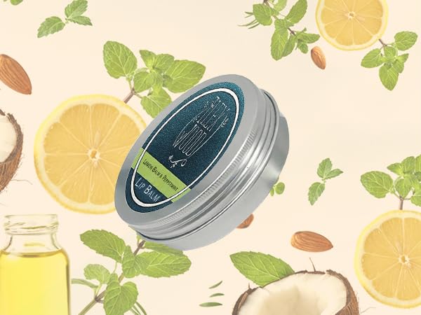 The Ilex Wood - Lip Balm Pack of 3 - Vegan Lemon Balm and Peppermint - All natural, coldsore prevention, cruelty free, plastic free, moisturising, handcrafted - 3 x 10ml (3 x 0.34 fl oz)