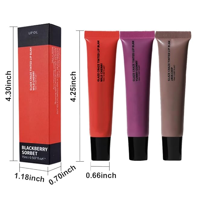3Pcs Summer Glow Reviver Lip Balm Butter Lip Gloss, Melting Lip Serum, Ultra-Hydrating Natural Vegan Lip Oil, Sheer-Tinted Shine & Hydration, Soothes & Softens Dry Lips (04+05+06)