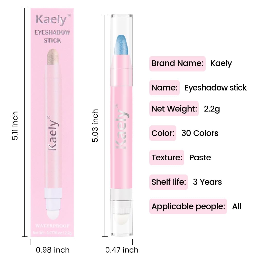 2-in-1 Cream Eyeshadow & Highlighter Stick, Waterproof Sky Blue Shimmer Eye Shadow Pencil for Women, Long-Lasting Pigmented Makeup, sombras para ojos 08