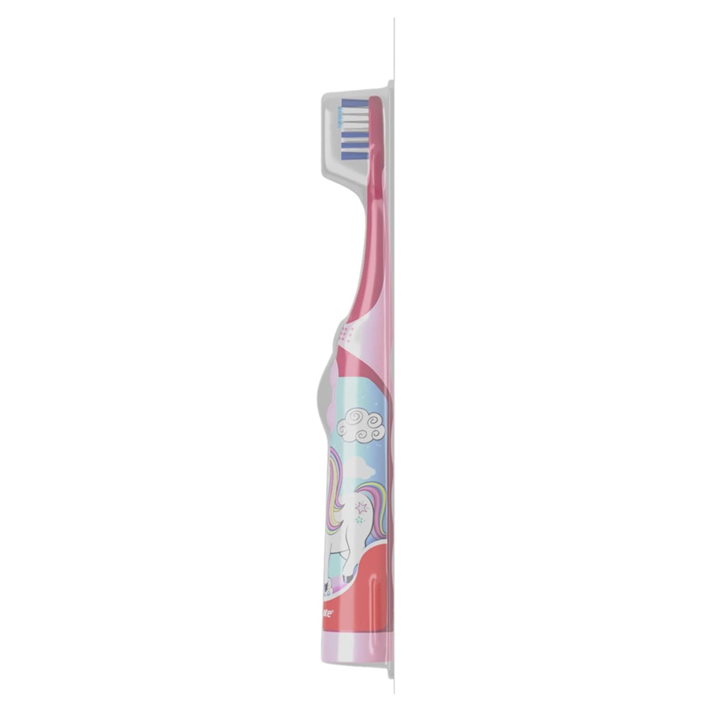 Colgate Kids Battery Powered Toothbrush, Kids Battery Toothbrush with Included AA Battery, Extra Soft Bristles, Flat-Laying Handle to Prevent Rolling, Unicorn Toothbrush, 1 Pack