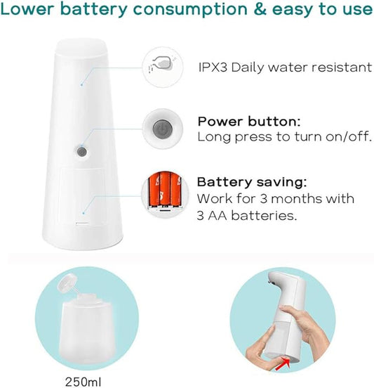 LAOPAO Automatic Hands Free Foaming Soap Dispenser, 240ml Countertop Touchless Soap Pump for Bathroom Kitchen Xmas Gift