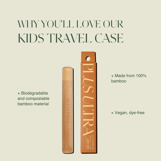 Plus Ultra Kids Portable Bamboo Toothbrush Case | Suitable for Travel & Camping | Plastic Free | Toothbrush Holder with Ventilated Design Made of 100% Compostable Bamboo Materials
