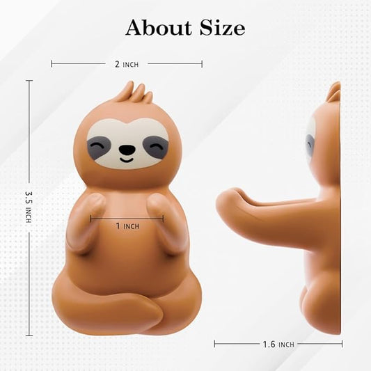 Cute Sloth Waterproof Self-Adhesive Shower Hook Set, Funny Sloth Razor Holder Bathroom Accessories for Men Women Sloth Lover, Sloth Lover Gifts for Women Men, Sloth Bathroom Decor