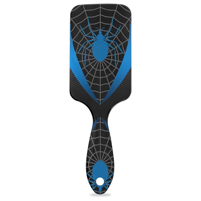 Kids Hair Brush for Boys Girls Toddler - Detangler Hairbrush for Wet Dry Thin Long Curly Hair Pain-Free Comb (Blue Spider Web)
