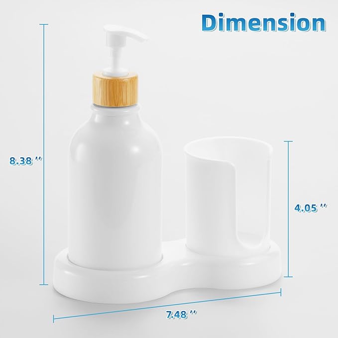 VITVITI Mouthwash Dispenser for Bathroom, Mouth Wash Dispenser Container with Paper Cup Holder, 17OZ Plastic Refillable Pump Mouthwash Bottle Decanter with Tray (White)