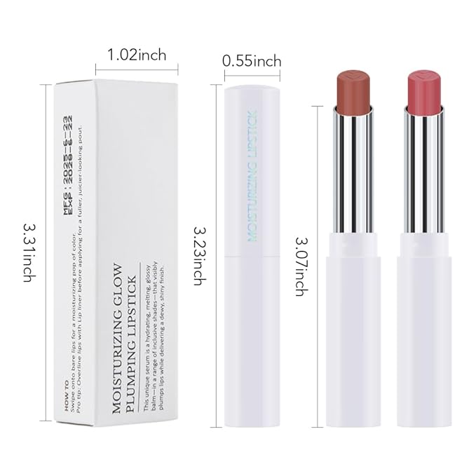 2Pcs Tinted Lip Balm Moisturizing Lipstick,Waterproof Hydrating Matte Lip Balm for Women,Creamy Natural Color Stain for Dry Lips,Soft Matte Finish (9# Charming Peach Pink & 3# Bean Paste Brown)