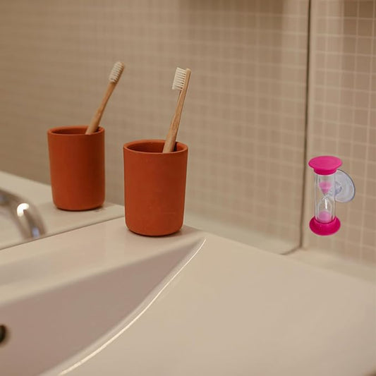 2 Minute Hourglass Sand Timer with Suction Cup,Mini Plastic Sand Clock Timer for Reminde Kids Brushing Time