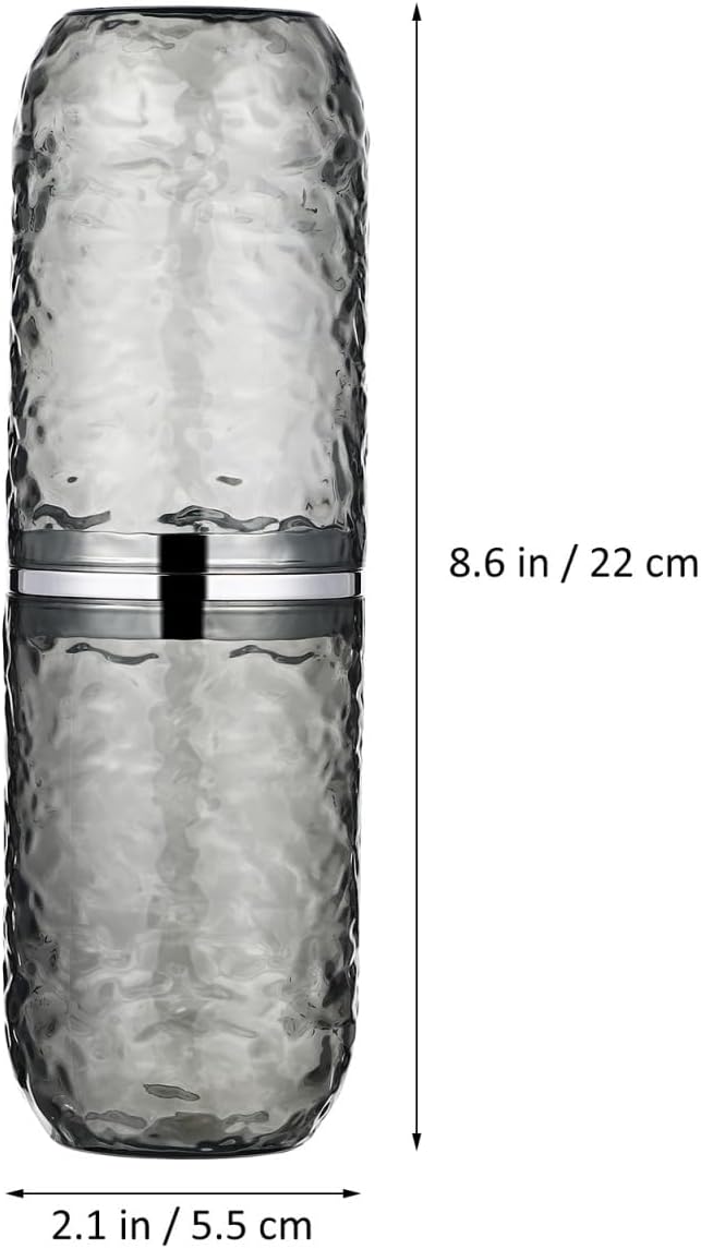 2PCS Travel Toothbrush Case with Cover, Portable Toothbrush Holder Cup Storage Container Dustproof Toothbrush Case for Bathroom Trip School Camping (Clear & Grey)