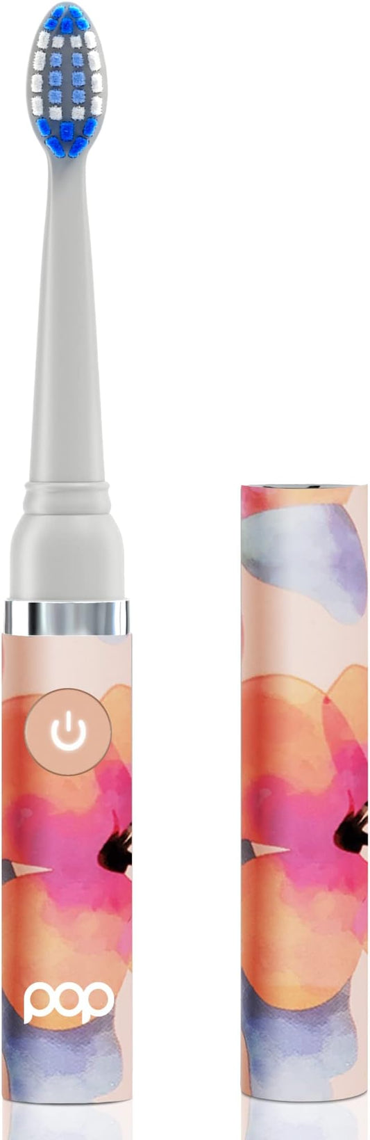 Pop Sonic Electric Toothbrush (Pink Watercolor) - Travel Toothbrushes w/AAA Battery | Kids Electric Toothbrushes with 2 Speed & 15,000-30,000 Strokes/Minute, Dupont Nylon Bristles