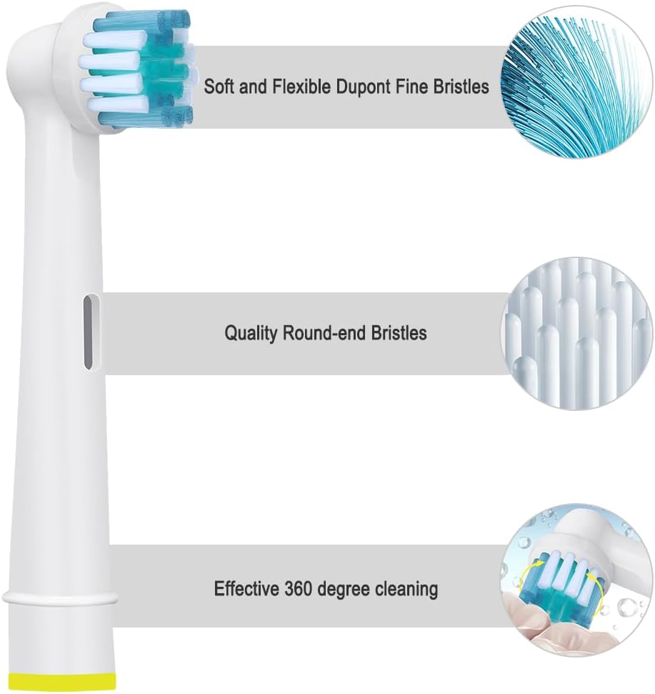 Toothbrush Replacement Heads Refills for Oral B - Precision Clean Brush Head for Gentle & Effective Cleaning and Optimal Dental Care, by DeBizz (16)