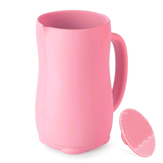 Baby Bath Rinse Cup, Bath Cup for rinsing Hair,The Silicone Material is Soft and Safe, a Good Choice for Baby Bath Products (Pink)