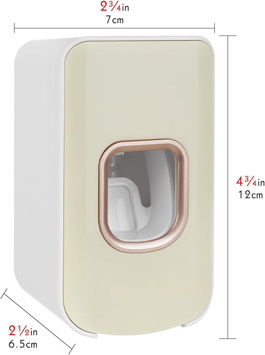 2 Slot Toothbrush Holder and Toothpaste Dispenser Wall Mounted, Automatic Toothpaste Squeezer, 2 in 1 Tooth Brush Toothpaste Organizer for Shower (Ivory Yellow)