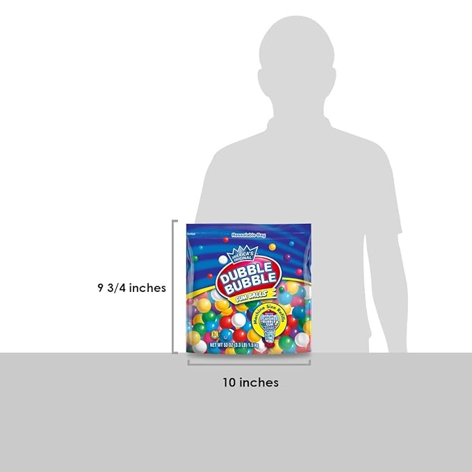 Dubble Bubble Gumball Machine Refill - More than 3 Pounds of Bulk Bubblegum Balls - .5 Inch Assorted Gumballs for Small Mini Candy Dispenser - 53 Ounce Bag (Pack of 1)
