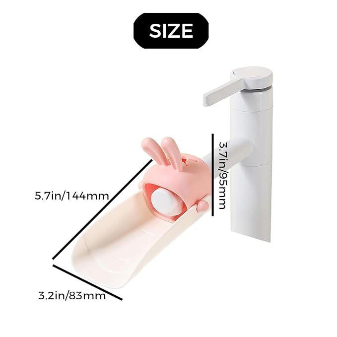 4pcs Cute Cartoon Faucet Expander Children's Rabbit U-Shaped Widening Faucet Expander Bathroom Kitchen Faucet Splash Proof Sink (Pink/Orange/Yellow/Green)